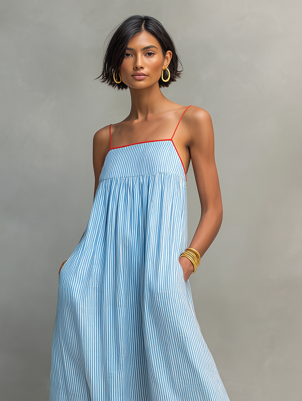 Federica | Vestido Rayas Azul y Verde