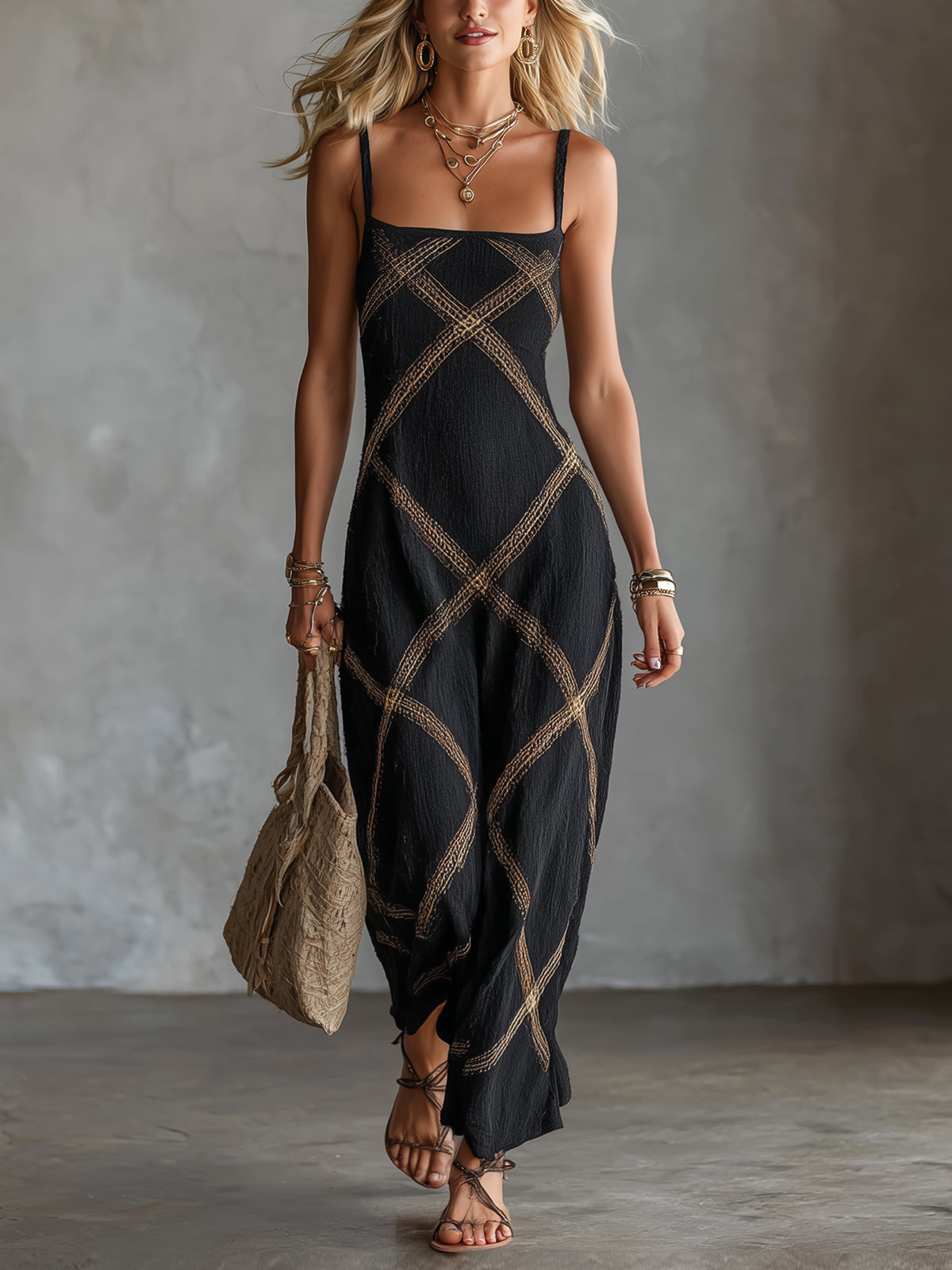 Vittoria | Vestido Geométrico Negro