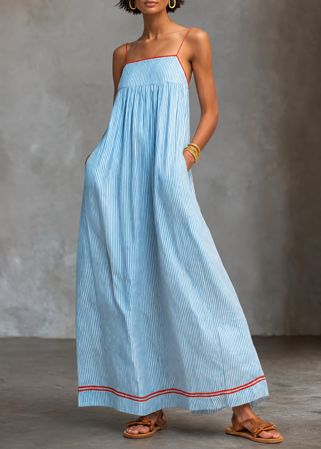 Federica | Vestido Rayas Azul y Verde