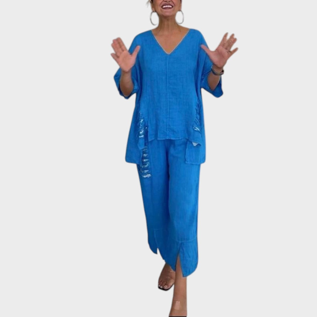Bianca | Conjunto De Dos Piezas De Algodón Y Lino