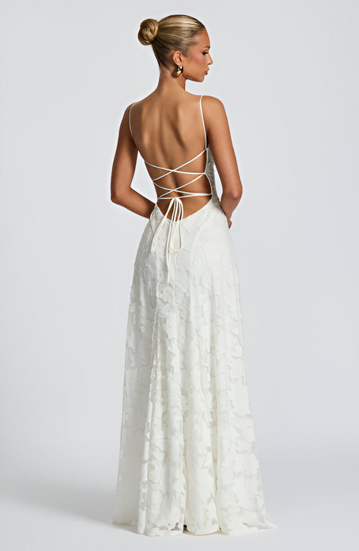 Francisa | Vestido largo de Mujer con cuerpo de encaje